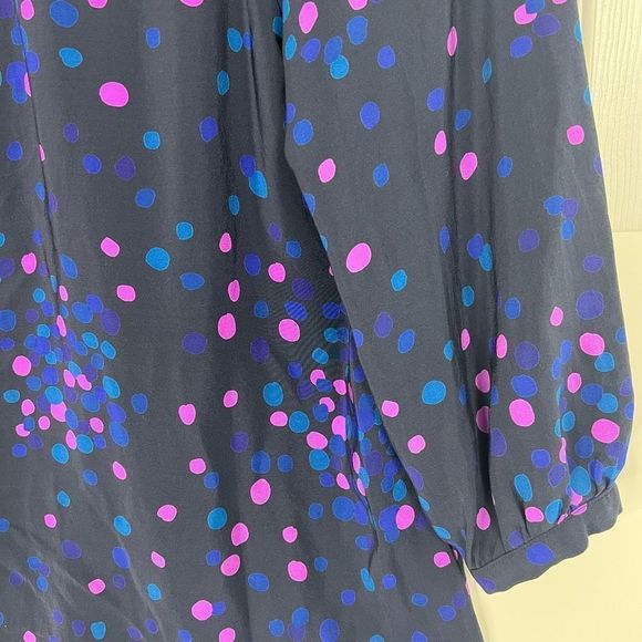 Amanda Uprichard Multicolor Polka Dot Split Neck Hi-Low Silk Blouse Small - Picture 8 of 11
